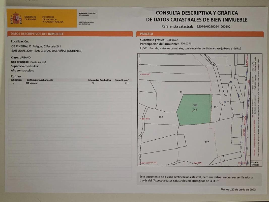 Terreno en venta en San Cibrao das Viñas, Ourense photo 1