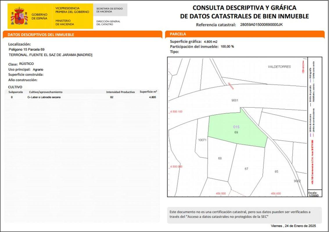 Terreno en venta en Fuente el Saz de Jarama, Madrid photo 1
