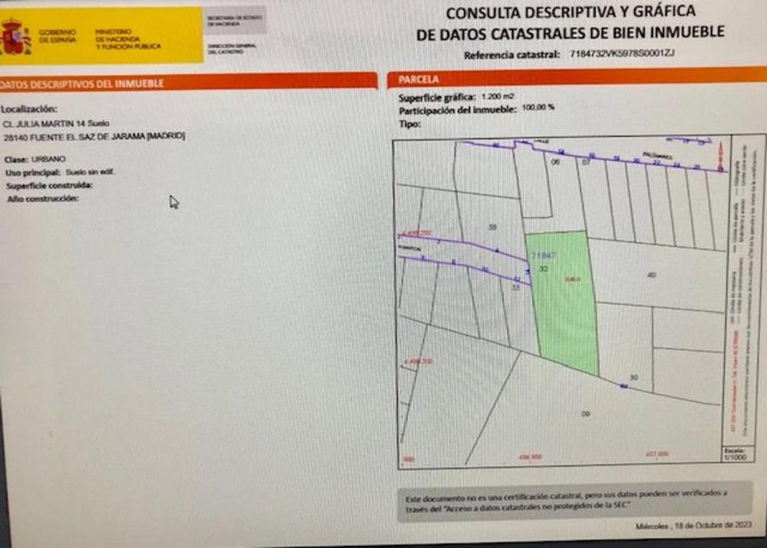 Terreno en venta en Fuente el Saz de Jarama, Madrid photo 1