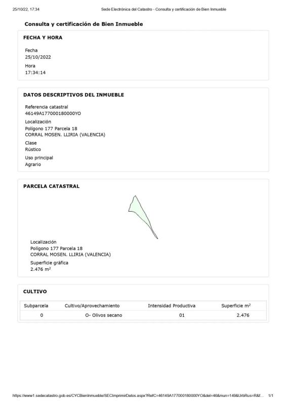 Участок земли на продажу в Ллирия, Валенсия photo 1