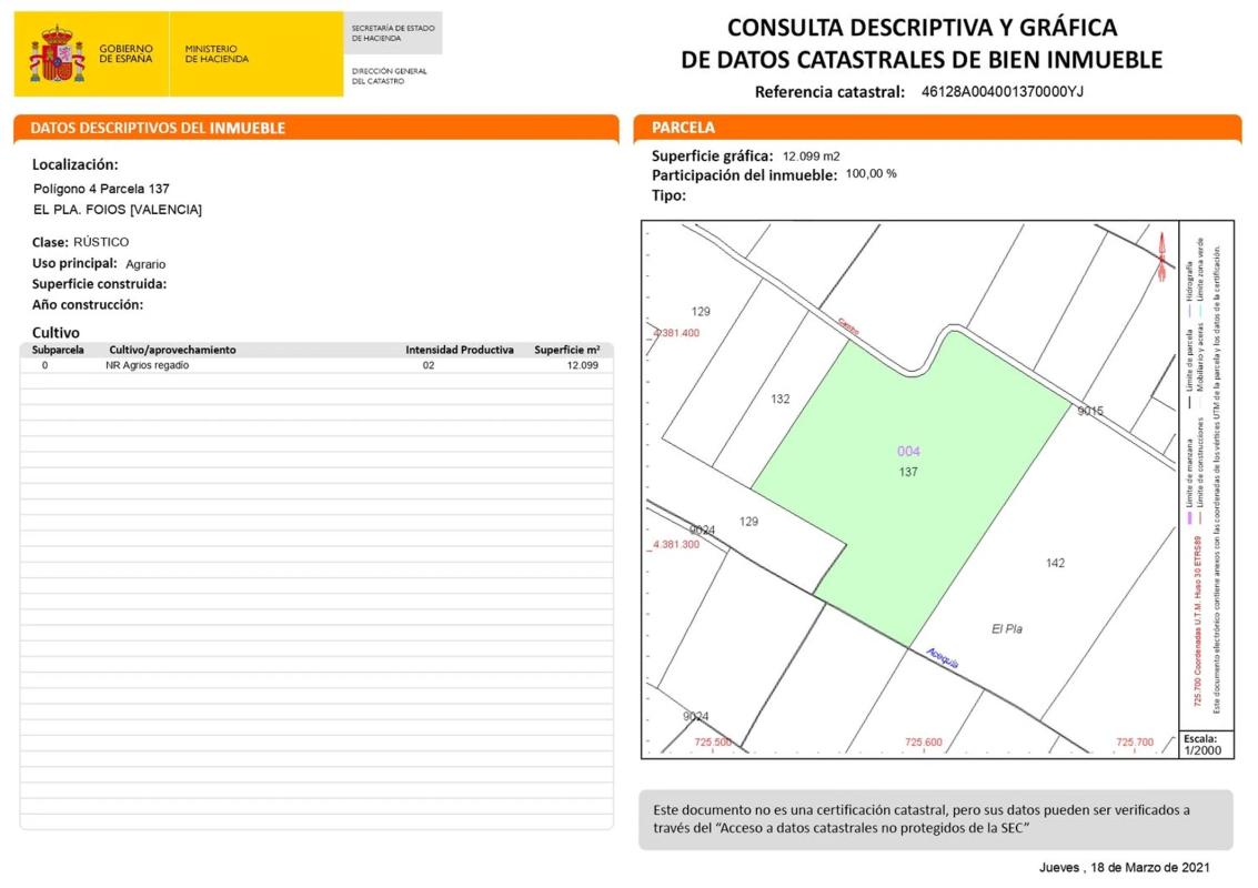 Land for sale in Foios, Valencia photo 3