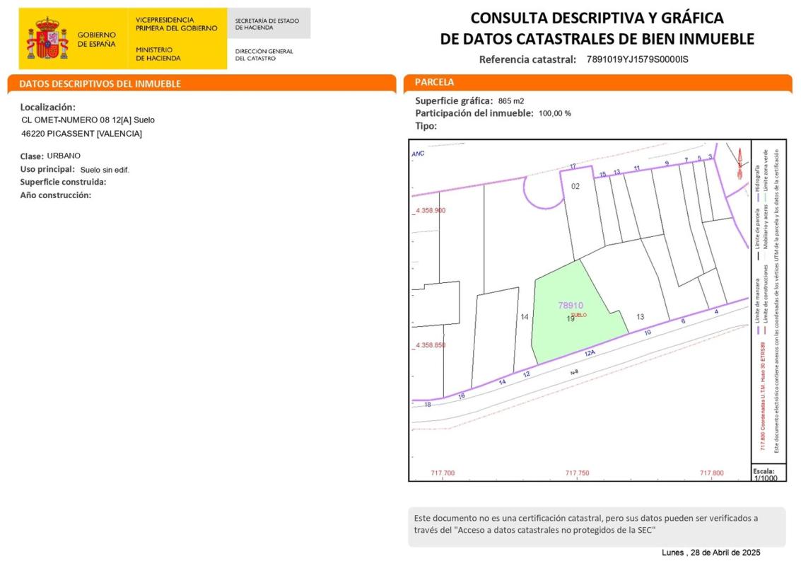 Terreno en venta en Picassent, Valencia photo 1