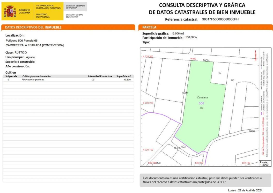 Terreno en venta en A Estrada, Pontevedra photo 1