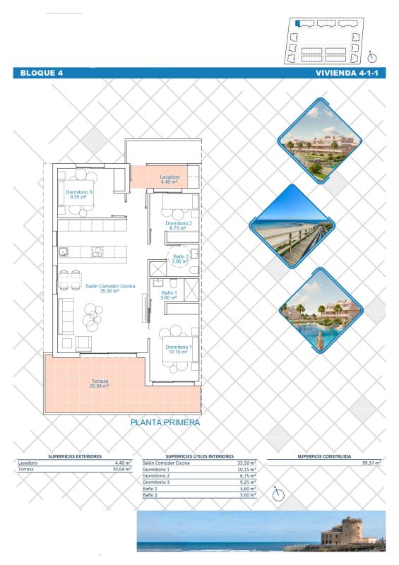 Obra nueva VISTA AZUL XXXVIII Lo Monte Selection Fase 1 en Pilar de la Horadada (Revista) plan 5