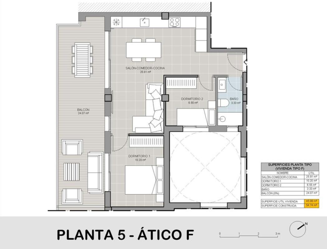 Venta de ático en El Acequión - Los Náufragos , Torrevieja plan 6