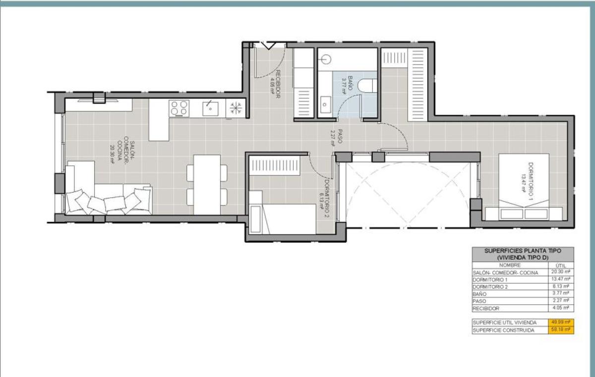 Sale of apartment in The Acequión - The Shipwrecked, Torrevieja
 plan 6