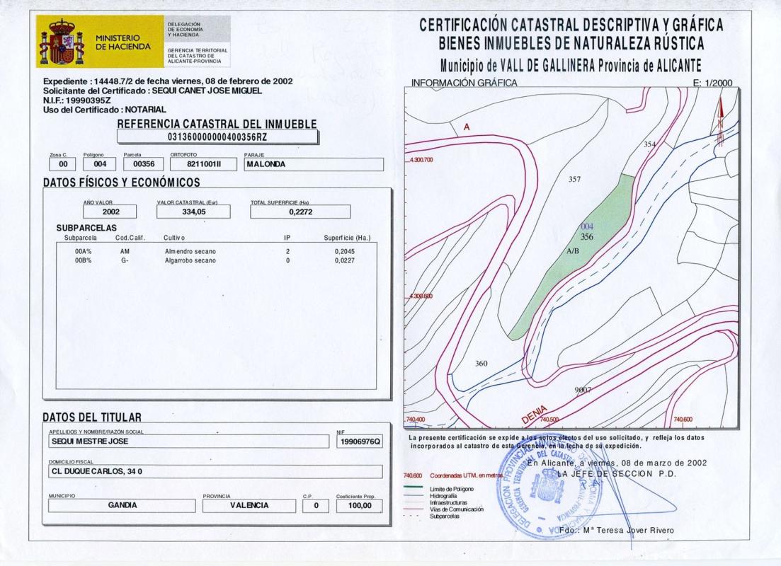 Участок земли на продажу в Валь-де-Гальинера, Аликанте photo 1
